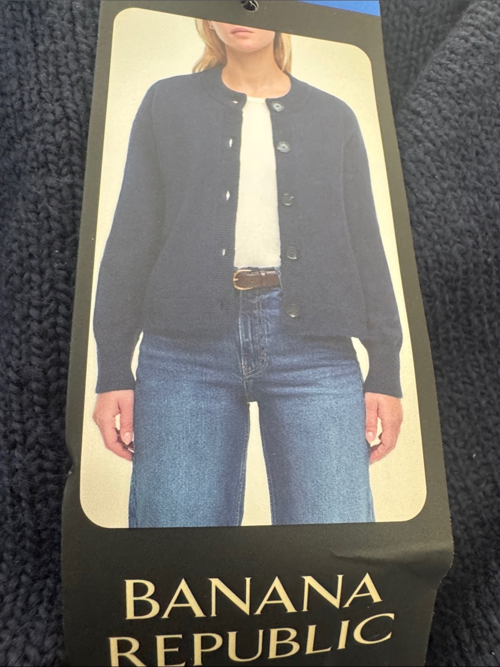 Banana Republic Navy Crewneck Button-Front Cardigan